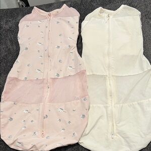 Baby Sleep Sack Swaddle Set - Pink & Cream Zippered Sleep Sacks